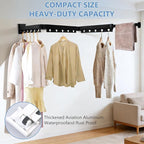 Clothes Drying Rack, Upgrade 3-Fold Wall Mounted Drying Rack Clothing, Laundry Space Saver Retractable Collapsible for Indoor Outdoor Balcony,Laundry,Bathroom, Grey