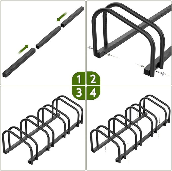 WALMANN 4 Bikes Floor Bike Stand, Bike Parking Rack Garage Bike Storage Stand Indoor/Outdoor 22-28" Wheel Stand, Max. Tire Width 2.1"