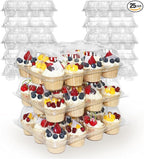 12 Count x 25 Sets Plastic Cupcake Containers, Durable and BPA-Free Cupcake Holder with Lid for Easy Transport Storage, Stackable Clear Cupcake Carriers, Reusable Dessert Boxes
