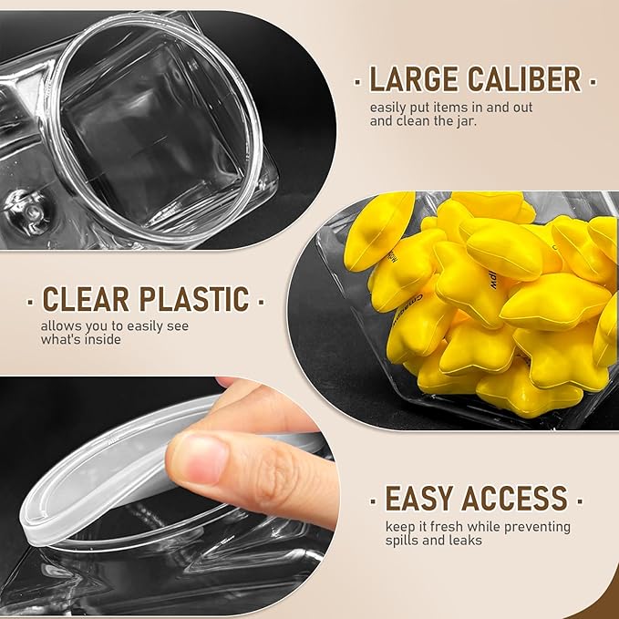 Plastic Candy Jars,71 Oz Clear Cookie Jars for Kitchen Counter,Hexagon Cookie Jars with Lids,Plastic Dry Food Jar for Candy Buffet,Snack Containers