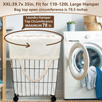 Canvas Laundry Bag 40"W x 35"H, Thick Laundry Bag with Handles & Drawstring, Extra Large Heavy Duty Washable Canvas Storage Sack (XXL, 1 Pack)