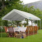 ADVANCE OUTDOOR 10x20 ft Heavy Duty Carport, Adjustable Height Garage Car Canopy Party Tent Boat Shelter, White