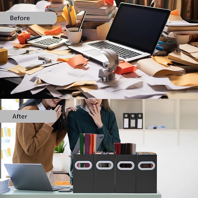 Hanging File Organizer, Cardboard File Folder Organizer for Letter Size, Desk Documents Storage Box, Portable File Folder Holder Boxes for Office, Home, School, Only Box.(6 Packs)