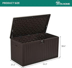 YITAHOME 150 Gallon Large Deck Box with Side Handles, Outdoor Double-Wall Storage for Patio Furniture Cushions, Garden Pool Accessories, Waterproof & Lockable