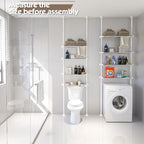 YeYeBest Over The Toilet Storage, Bathroom Organizer 4-Tier Adjustable Shelves for Small Room, Saver Space, 91 to 124 Inch Tall Stainless Steel White