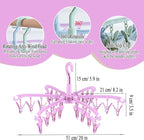 Foldable Drying Rack with 24 Clips for Drying Socks Lingerie Baby Clothes Drying Towels Rotatable Sock Drying Rack 2 PCS (Pink)