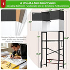 Over-The-Toilet Storage Rack, 4-Tier Bathroom Organizer Shelf Over Toilet with Barn Doors Cabinet and Basket, Freestanding Space Saver Bathroom Shelves with Paper Holder Above Toilet (Black & White)
