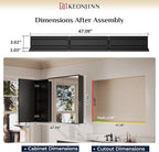 Keonjinn Black Medicine Cabinet Mirror 48" x 32", Assembly Required, Large Bathroom Cabinet with Mirror, Beveled Framed, Stepless Adjustable Shelves, Surface Wall-Mounted or Recessed