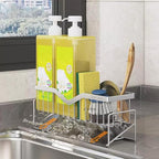 Sponge Holder for Kitchen Sink, Quick Draining, SUS 304 Stainless Steel Sponge Organizer, Basket for Cleaning and Scrub Tool, Kitchen Sink Brush Caddy Holder,Large Size and Capacity