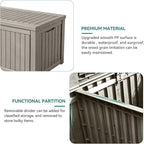 YITAHOME 150 Gallon Large Deck Box w/Divider, XL Waterproof Outdoor Storage for Patio Furniture,Outdoor Cushions, Garden Tools, Sports Equipment and Pool Supplies, Resin, Lockable, Taupe