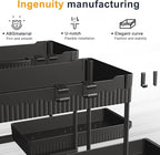 2 Pack Multi-Purpose Under Sink Organizers and Storage, 2026 Pull Out Cabinet Organizer for Bathroom & Kitchen, Under Cabinet Organizer with Hooks Hanging cup, Black