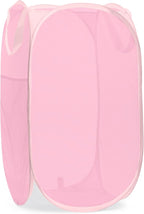 Handy Laundry Collapsible Mesh Pop Up Laundry Hamper, Breathable & Foldable Basket with Side Pocket, Space-Saving, Durable Handles, Wide Opening for Clothes, Toys & Storage, 14 x 13 x 24 in, Pink