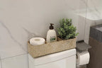 DOKOT Whitewash Seagrass Toilet Tank Basket with 3 Section, Toilet Paper Basket for Bathroom Organizing, Storage Basket for Kitchen, Dresser (16.5x5.7x3.5 inch)
