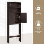 Yaheetech Over The Toilet Storage, Taller Bathroom Organizer Space-Saving Storage Cabinet with Adjustable Shelves and Double Doors, 77 in H, Espresso