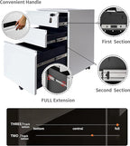 3-Drawer Mobile File Cabinets Rolling, Vertical Metal Filing Cabinet for Legal & Letter File Anti-tilt Design with Lock Under Desk Office Drawers Fully Assembled (White)