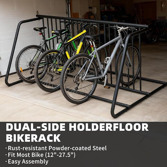 Commercial Grid Bike Rack-59" Length Single & Double Sided 10 Holders Floor Bike Parking Rack Stand, Bicycle Storage Stand for Garage,Store,School,Park Storage & Universities Power Coated Steel
