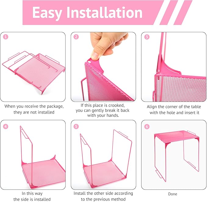 Locker Organizer Shelf Stackable Extra Locker Shelf for School Locker Organizer Storage Cabinet Accessories Suitable for School, Office, and Home use (1, Pink)