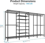 VIPEK S4 Heavy Duty Clothes Rack with Shoe Shelves Freestanding Clothing Rack with 6-Tier Shoe Rack, 4 Hanging Rod, Adjustable Shelf, Walk in Closet Organizer Garment Rack, Black