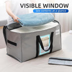 TAILI Extra Large Moving Bags, 6 Pack Silver Heavy Duty Totes for Storage with Visible Window, Wrap Around Handles, Storage Bags for Space Saving, Alternative to Moving Boxes