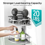 HAMITOR Corner Shower Caddy Tension Pole: Rustproof 4-Tier Bathroom Organizer Shelves for Bathtub Shampoo Storage - 47-121 Inch Quick Install Adjustable Rod Standing Rack with Soap Rack - Silver Gray