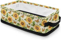 Narrow Storage Basket Decorative Fabric Storage Bin for Organizing Towels Toilet Paper Basket Long Tidy Storage Bin for Bedroom Bathroom Small Items, Sunflower Butterfly Letter Print