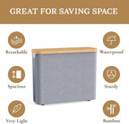 Toilet Paper Storage Basket with Bamboo Lid, Toilet Paper Holder with Storage, Free Standing Bathroom Storage Organizers with Non-Slip Bottom, Grey 1 Pack