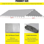 DWALE 10 x 20 Ft Carport,Replacement Canopy Cover Garage Top Tent Shelter Tarp,Grey with 48 Ball Bungee Cords Waterproof & UV Protected (Only Tarp Cover, Frame Not Include)