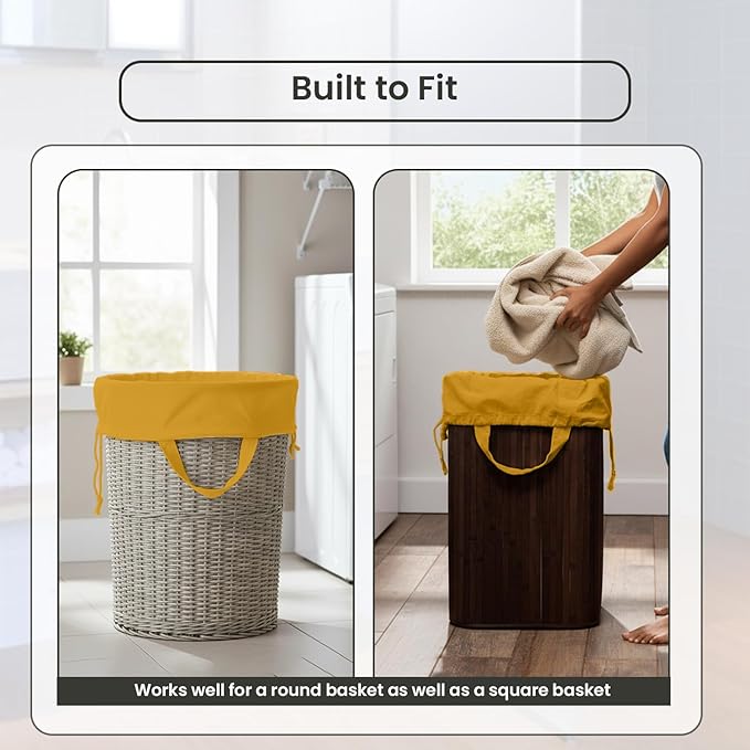 LFH Home Cotton Canvas Large Laundry Bag with Handle, Heavy Duty Drawstring Closure Washable Laundry Bags, School Travel, Home, Hotel, College Dorm, Organizer Sack, Toys Clothes 24x36-Yellow