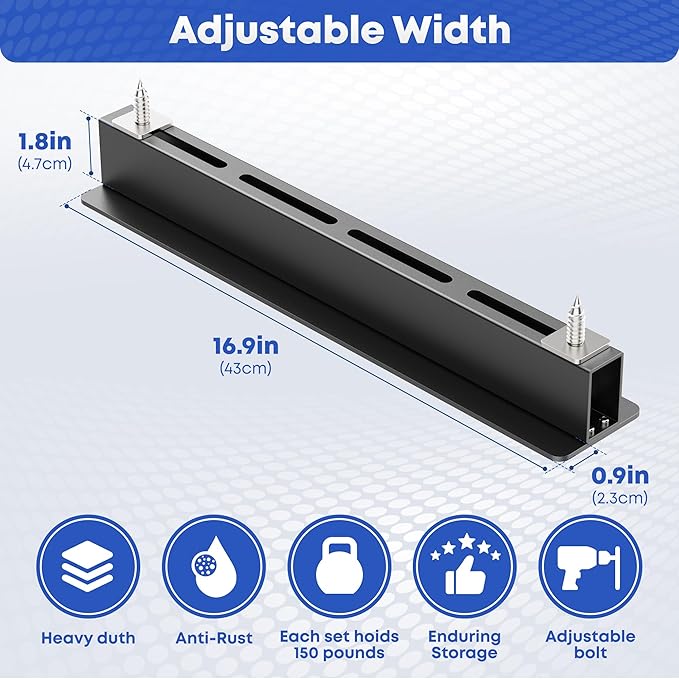 Overhead Garage Storage Rack, Garage Ceiling Storage Racks, Heavy Duty Storage Bin Ceiling Rails for 27 Gallon Totes，Tote Storage Rack System -Black (3 Sets for 2 Bins)
