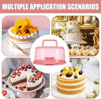 Generic Pink Modern Vibrant Cake Carrier with Handle - Rectangular with Domed Lid, 10.24 x 8.66 x 4.92 inches, 1350cc, BPA Free, Food Grade, Reusable, Dishwasher Safe
