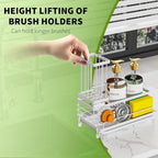 Cisily Stainless Steel Kitchen Sink Caddy Organizer, Sponge Holder for Sink Rustproof, Non-Slip Soap Dish Dispenser Brush Holder Storage, Home & Kitchen Essentials Accessories (White)