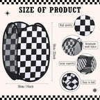 Remerry Collapsible Laundry Basket Hamper 22 x 14 Inches Foldable Pop up Clothes Storage with Handles Black White Checkered for Home and Travel