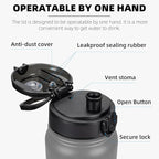 Fanhaw 32 oz Insulated Stainless Steel Water Bottle with Anti-Dust Chug Lid, Leakproof Vacuum Sports Bottle for Men & Women (Gray)