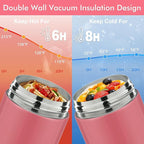 12oz 2 Pack Insulated Food Jar Set for Kids Soup Thermo Hot Food Lunch Container Wide Mouth Leak Proof Stainless Steel Vacuum Bento Box for School Office Travel Outdoors