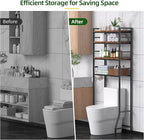 Over The Toilet Storage Rack,4-Tier Over Toilet Bathroom Organizer with Adjustable Wooden Shelves,Freestanding Space Saver Bathroom Cabinet Shelves Over Toilet,Over Toilet Storage, Vintage Brown
