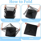 6 Pack Mesh Pop Up Laundry Hamper, 13 Inch Laundry Basket Collapsible with Handles, Portable Square Foldable Laundry Basket for Washing, Toy Storage, College Dorm, Travel Organizer (Black)