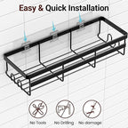 WOWBOX Shower Caddies 2 Pack - Adhesive Hanging Shower Shelf - Bathroom & Kitchen Organizers and Storage, No Drilling Stainless Shower Shelves for Home Decor Storage (Large), Black