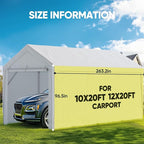 ADVANCE OUTDOOR Replacement Sidewall Tarp for 10/12x20 ft Carport Canopy, Heavy-Duty Waterproof & UV Protected, Easy Installation with Ball Bungees, White, One Sidewall Only