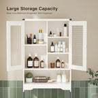 Over The Toilet Storage Cabinet with Tempered Glass Doors & Adjustable Shelf, Bathroom Organizers and Storage with Metal Stand Space Saver Over Toilet Organizer, Tall Freestanding Rack, White