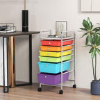 GOFLAME 6-Drawer Rolling Storage Cart, Multifunctional Art Craft Organizer Cart, Mobile Utility Storage Cart with Removable Drawers & Lockable Wheels, Craft Cart for Home Office, School, Multicolored