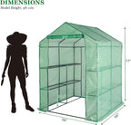 57 x 57 x 74'' Greenhouses for Outdoors, Durable Green House Kit with Window, Thicken PE Cover, 3 Tiers 8 Shelves, Heavy Duty Walk in Green Houses for Indoor Backyard Outside