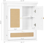 Spirich Bathroom Wall Cabinet Over Toilet, Boho Rattan Medicine Cabinet with Adjustable Shelf, Space-Saving Wall Mount Storage