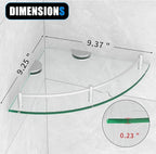 Glass Corner Shelf for Bathroom Corner Shelf, 3 Pack Tempered Glass Shelf with Electroplating Silver Metal Rails，Suitable for Bathroom