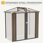 DWVO 6x4ft Storage Shed for Outdoors, Metal Sturdy Weatherproof Tool Locker with Secure Door and Ventilation for Equipment, Mowers, Bikes, Outdoor Spaces, Brown