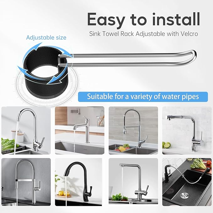 Stylish and Functional Dish Towel Holder - Keep Your Kitchen Rags and Dishcloths Neat and Within Reach with This Sink Dish Cloth Holder and Storage Rack! (2, Silvery)