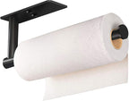 VAEHOLD Self Adhesive Paper Towel Holder Under Cabinet Mount, Wall Mount Paper Towel Roll Rack for Kitchen Cabinet, Bathroom, SUS304 Stainless Steel Black
