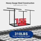 FLEXIMOUNTS 2x3 Overhead Garage Storage Rack, Adjustable Organization System, Heavy-Duty Metal Ceiling Racks, 155lbs Weight Capacity, Black, Classic Series