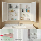 26 x 32 inch, Bathroom Medicine Cabinet, Double Mirror Doors, Bathroom Recessed Cabinet, Platstic Framed with Double Doors Wall Cabinet, Removable Glass Shelves, Recessed or Surface Mount