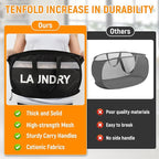 Collapsible Laundry Baskets with Lid, Foldable Clothes Hamper with Reinforced Handles, Sturdy Pop Up Hampers for Laundry, Tear Proof & Easy to Carry Laundry Hamper for Home, Dorm, Travel Black