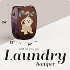 Handy Laundry Collapsible Mesh Pop Up Laundry Hamper with Side Pocket – Breathable, Space-Saving, Foldable Basket for Clothes, Toys, Travel & Storage, 14 x 13 x 24 in, Monkey
